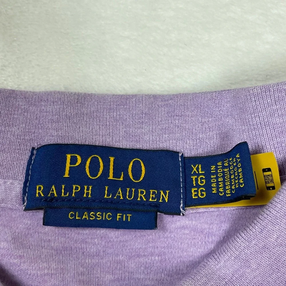 Polo Ralph Lauren Polo Shirt Cotton Mens XL Purple Classic Fit Heathered Jersey